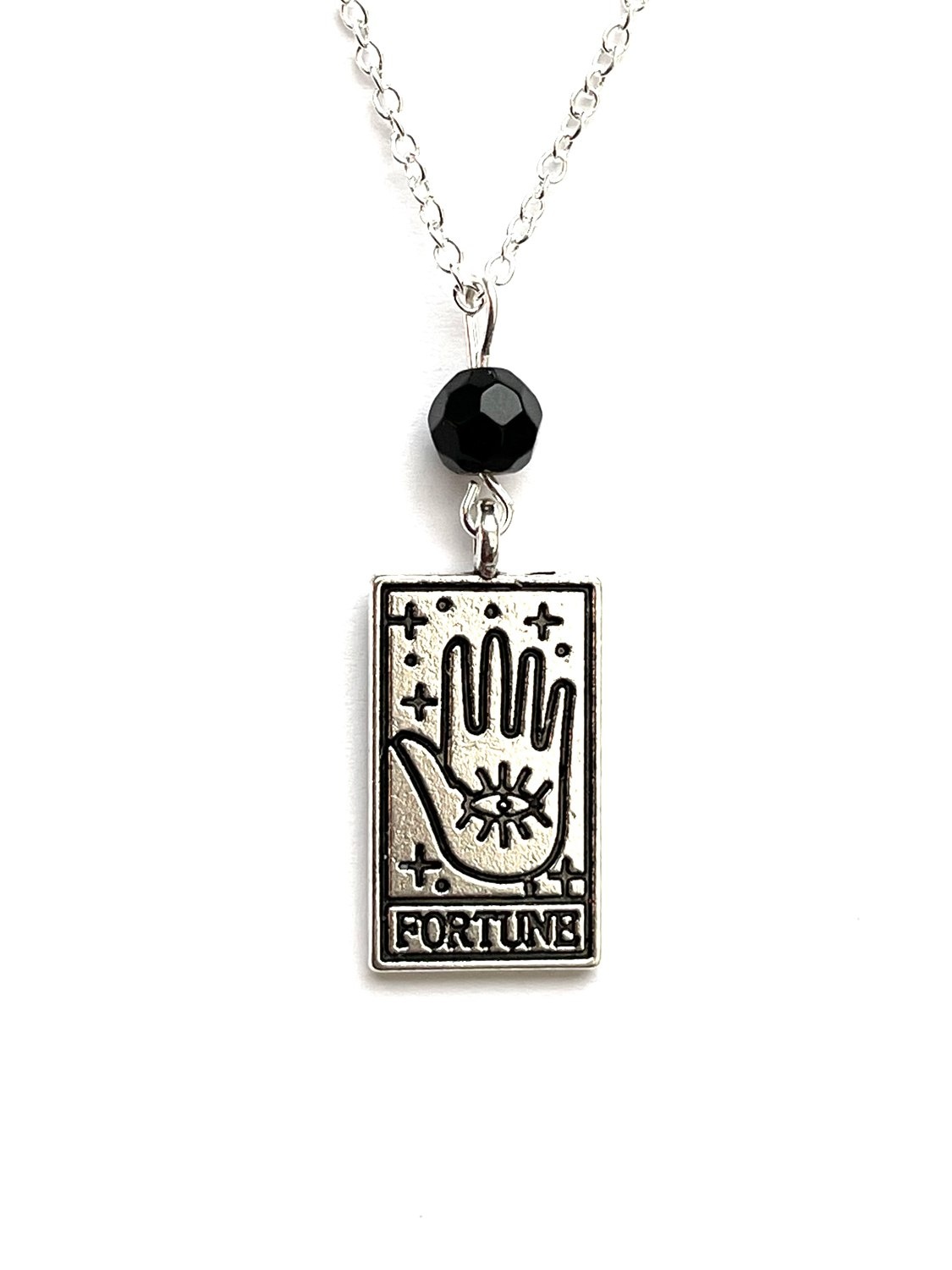 Fortune Tarot & Black Onyx Pendant Necklace by My Beautiful Gothic