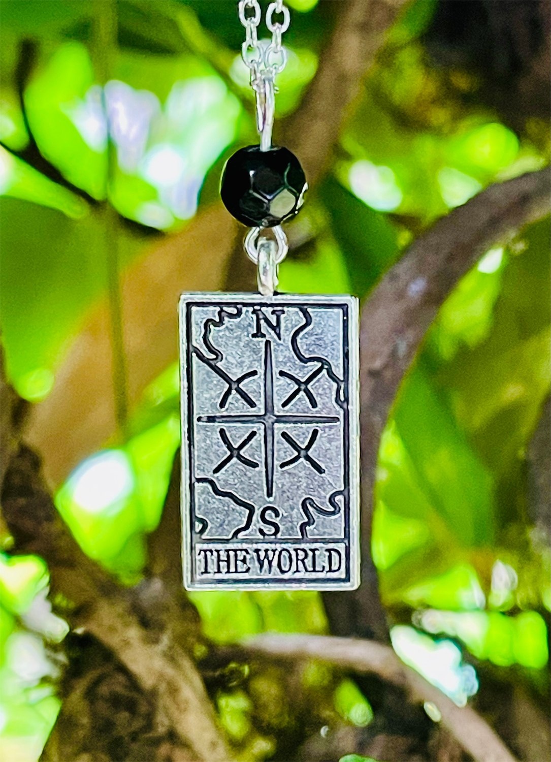 The World Tarot & Black Onyx Pendant Necklace by My Beautiful Gothic