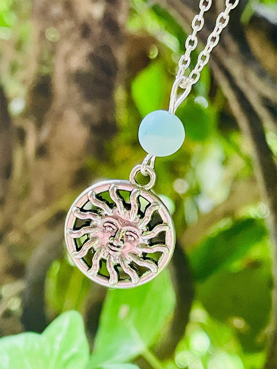 Sun & Amazonite Pendant Necklace by My Beautiful Gothic
