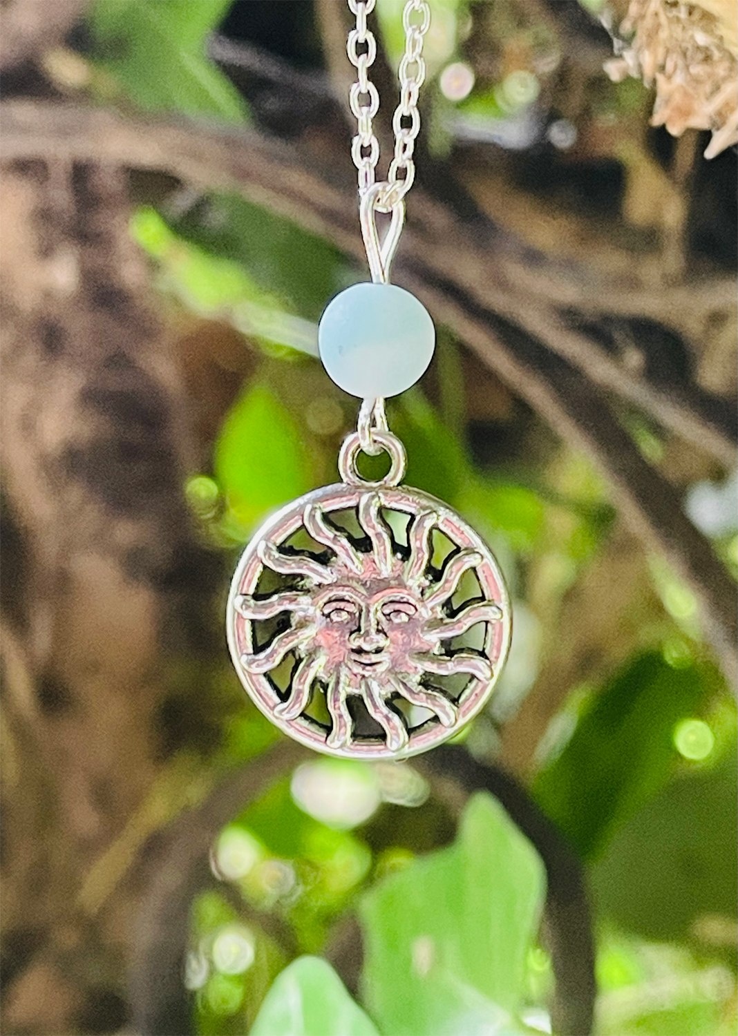 Sun & Amazonite Pendant Necklace by My Beautiful Gothic
