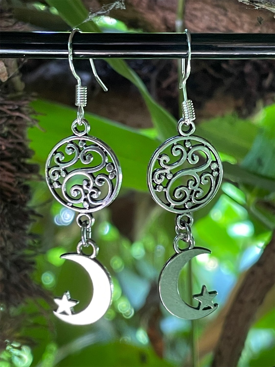 Filigree & Moon Star Earrings by My Beautiful Gothic