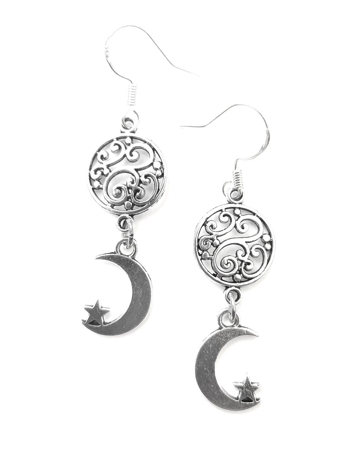 Filigree & Moon Star Earrings by My Beautiful Gothic