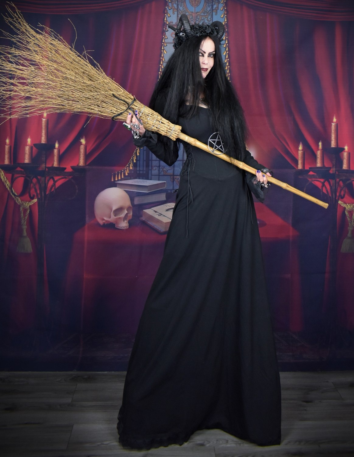 Weatherwax Nightshade Witch Dress - cotton lycra witchy witch goth dress by Moonmaiden Gothic Clothing