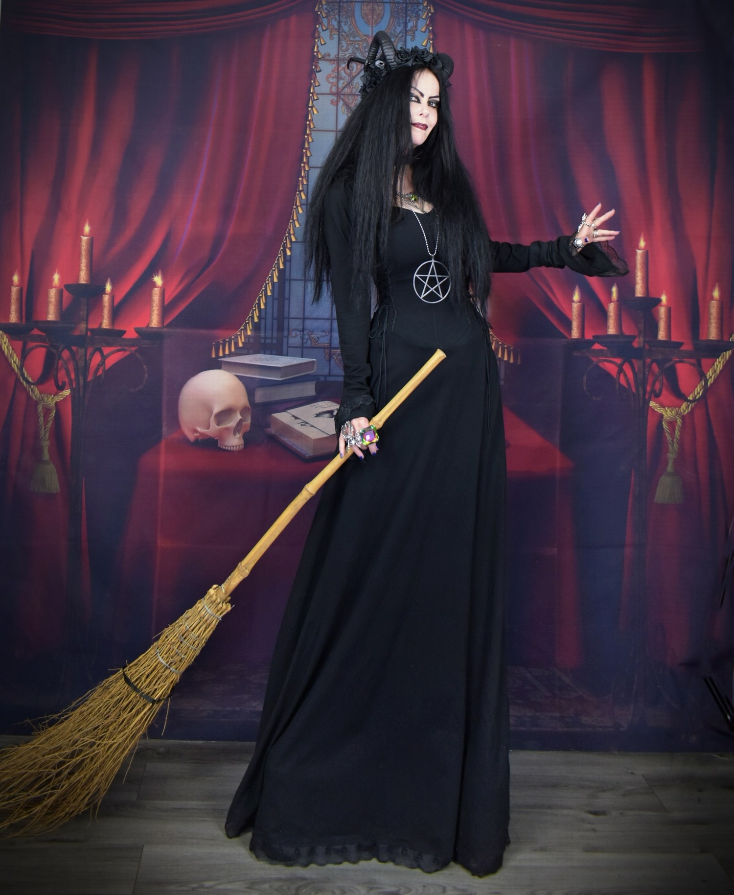 Weatherwax Nightshade Witch Dress - cotton lycra witchy witch goth dress by Moonmaiden Gothic Clothing