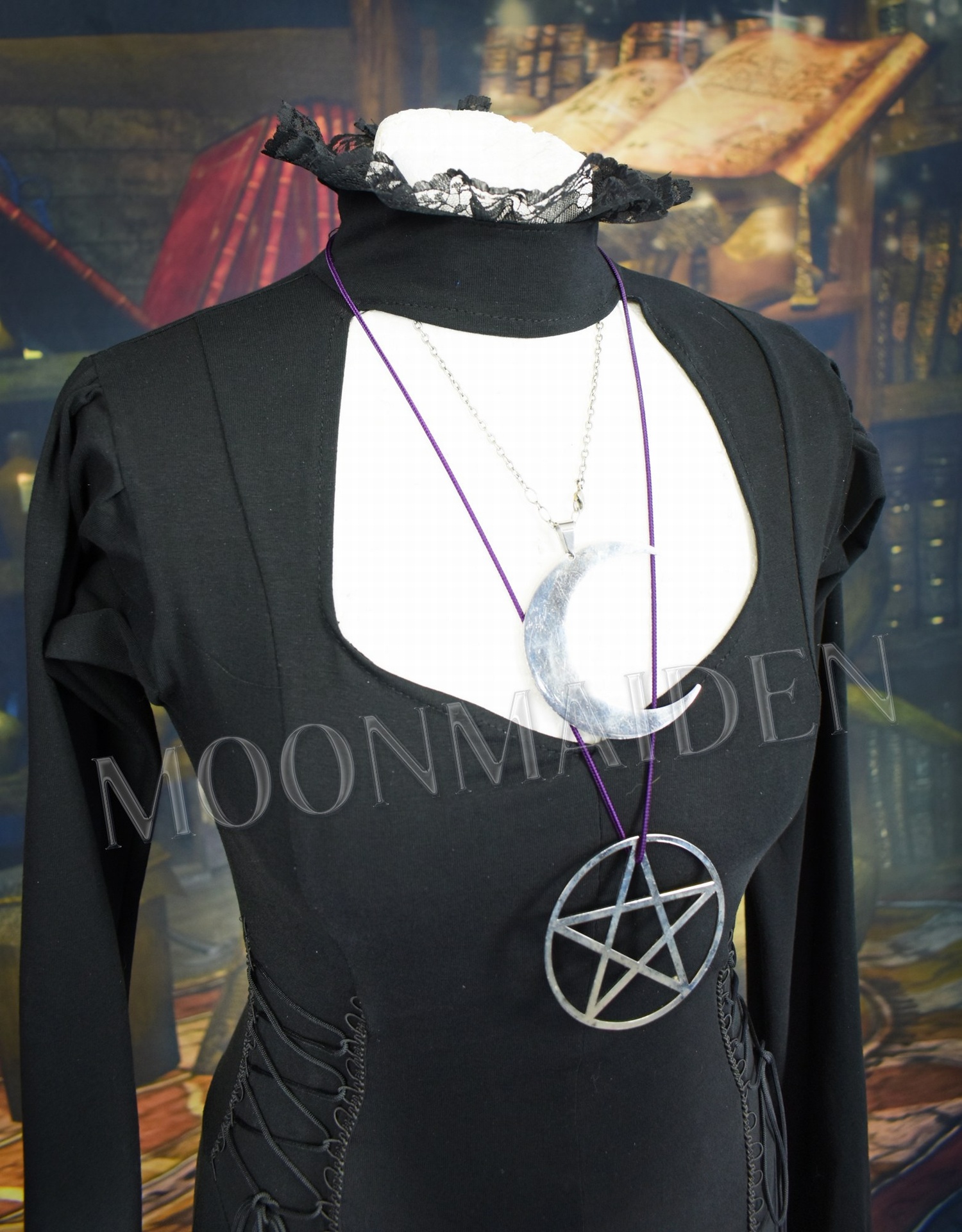Weatherwax Nightshade Witch Dress - cotton lycra witchy witch goth dress by Moonmaiden Gothic Clothing