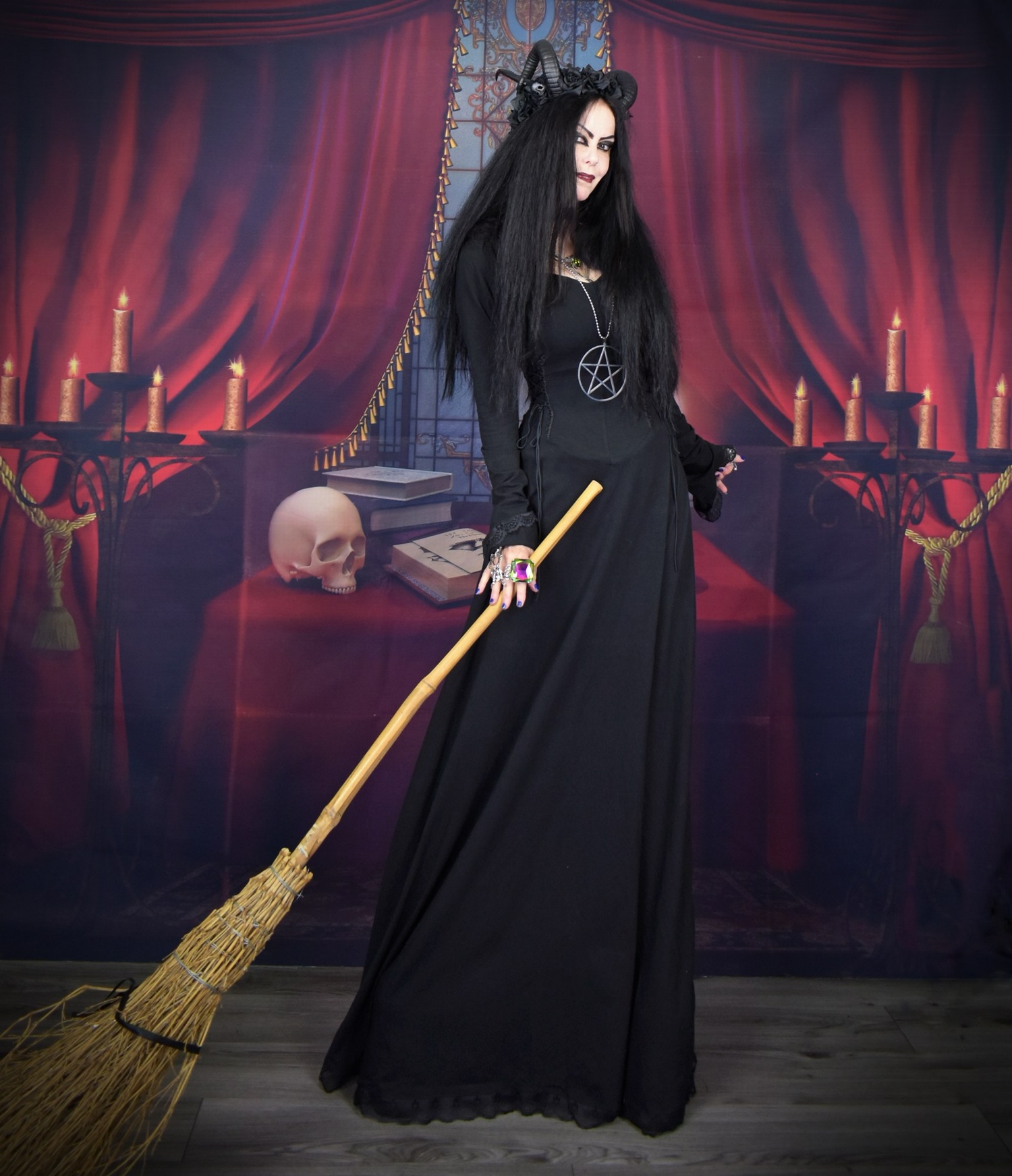 Weatherwax Nightshade Witch Dress - cotton lycra witchy witch goth dress by Moonmaiden Gothic Clothing