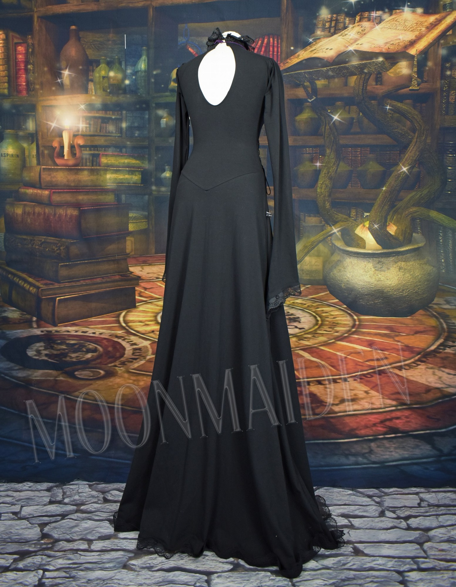 Weatherwax Nightshade Witch Dress - cotton lycra witchy witch goth dress by Moonmaiden Gothic Clothing