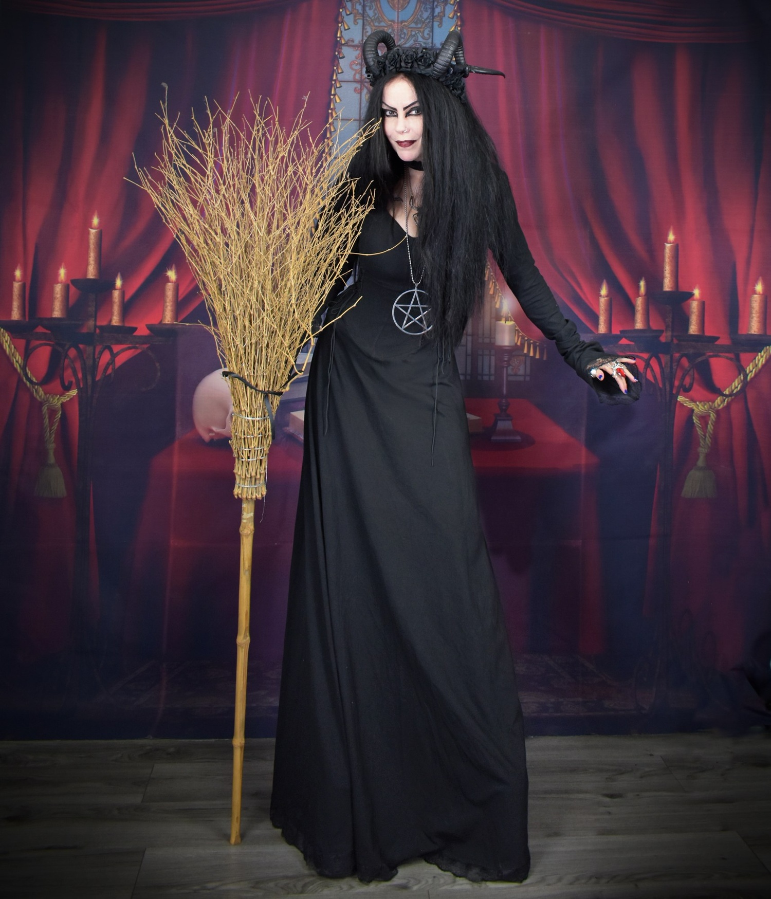 Weatherwax Nightshade Witch Dress - cotton lycra witchy witch goth dress by Moonmaiden Gothic Clothing