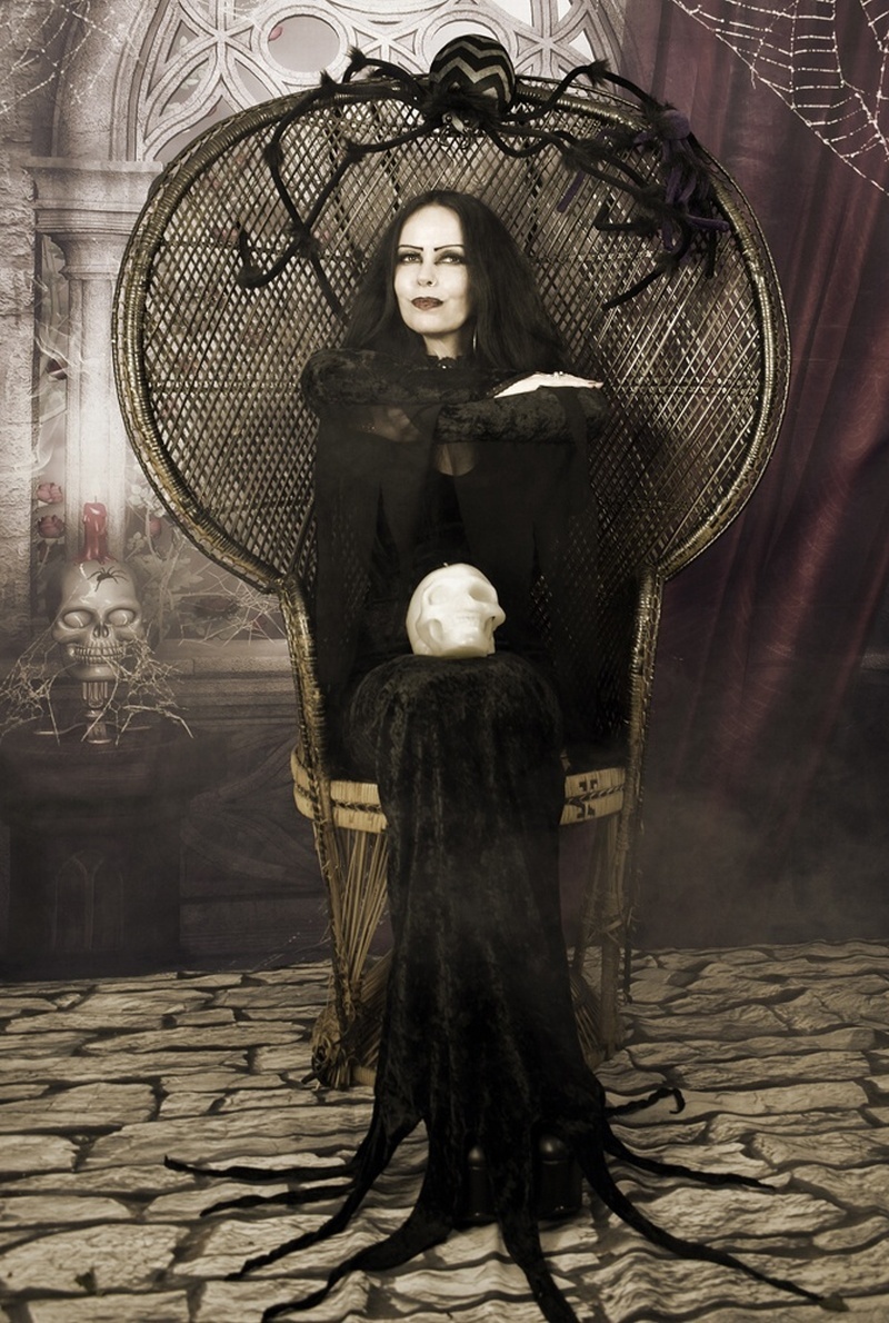 Morticia Addams Dress - crushed velvet goth cosplay Morticia Addams Halloween costume