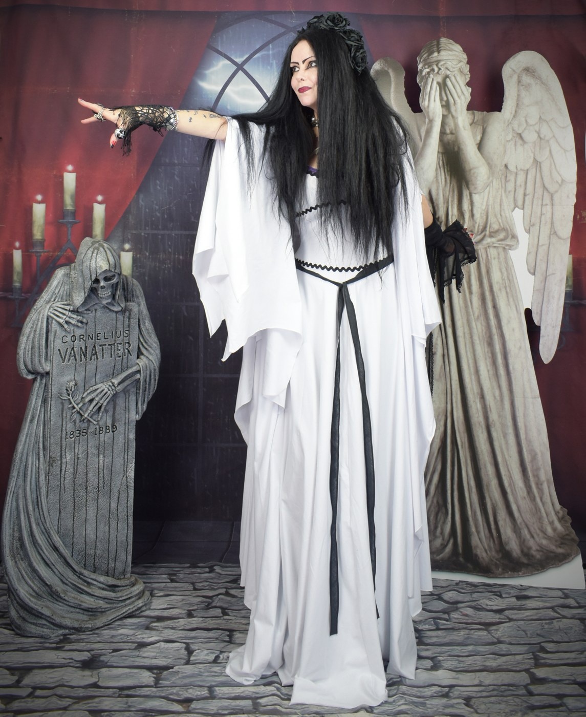 Lily Munster Deluxe Gown - cotton lycra munsters gown by Moonmaiden Gothic Clothing