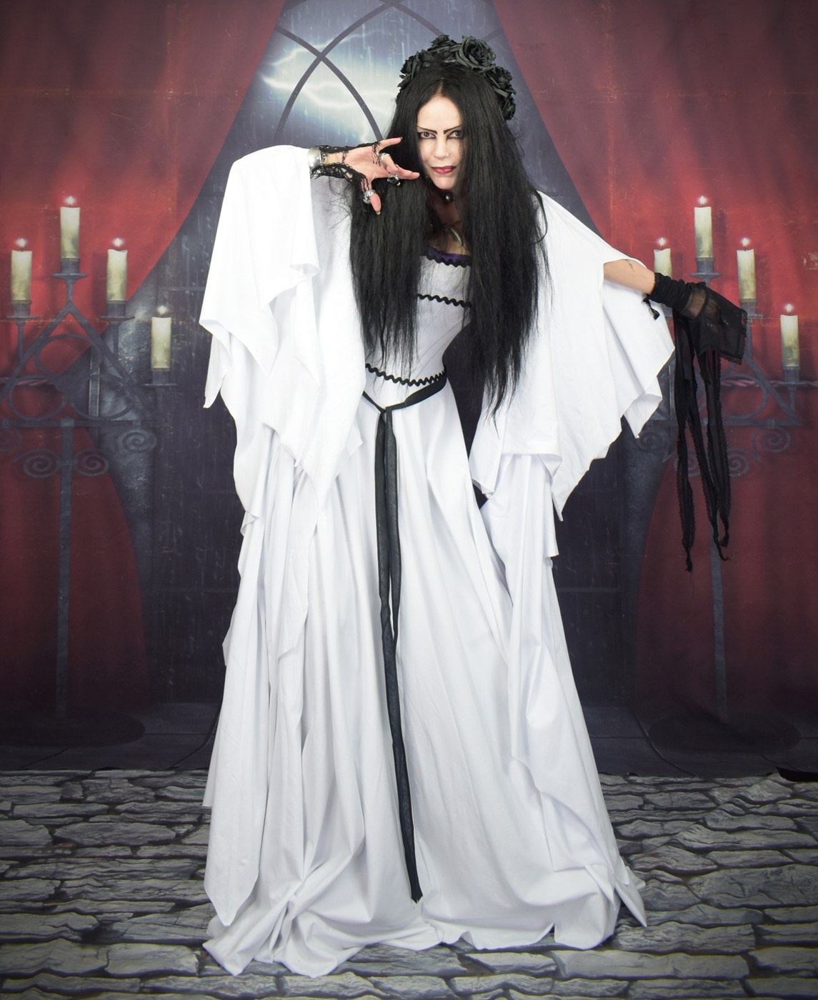 Lily Munster Deluxe Gown - cotton lycra munsters gown by Moonmaiden Gothic Clothing