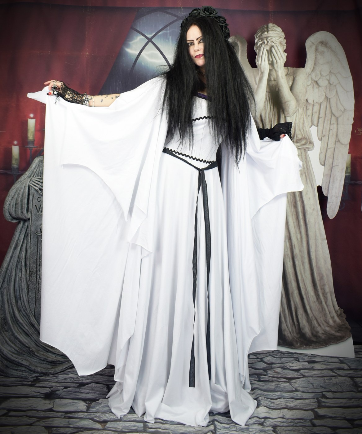 Lily Munster Deluxe Gown - cotton lycra munsters gown by Moonmaiden Gothic Clothing