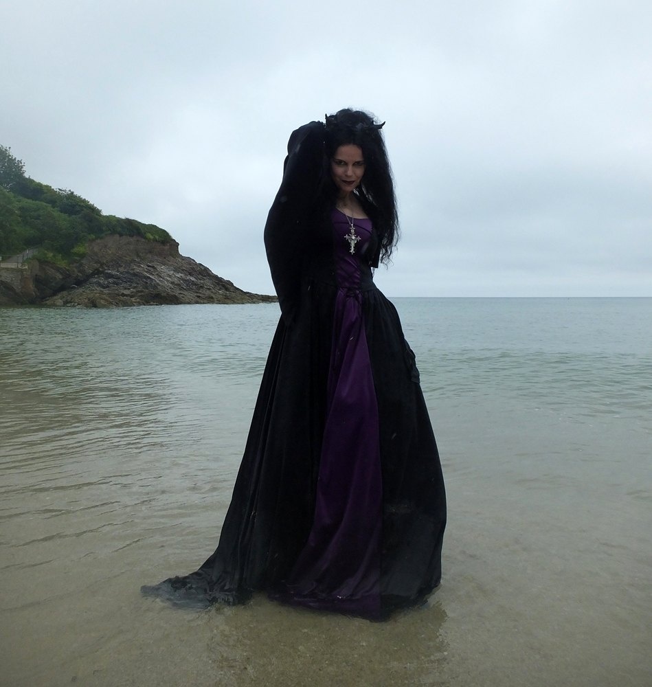 Melian Gown - steamed velvet off-shoulder medieval goth witchy dress by Moonmaiden Gothic Clothing