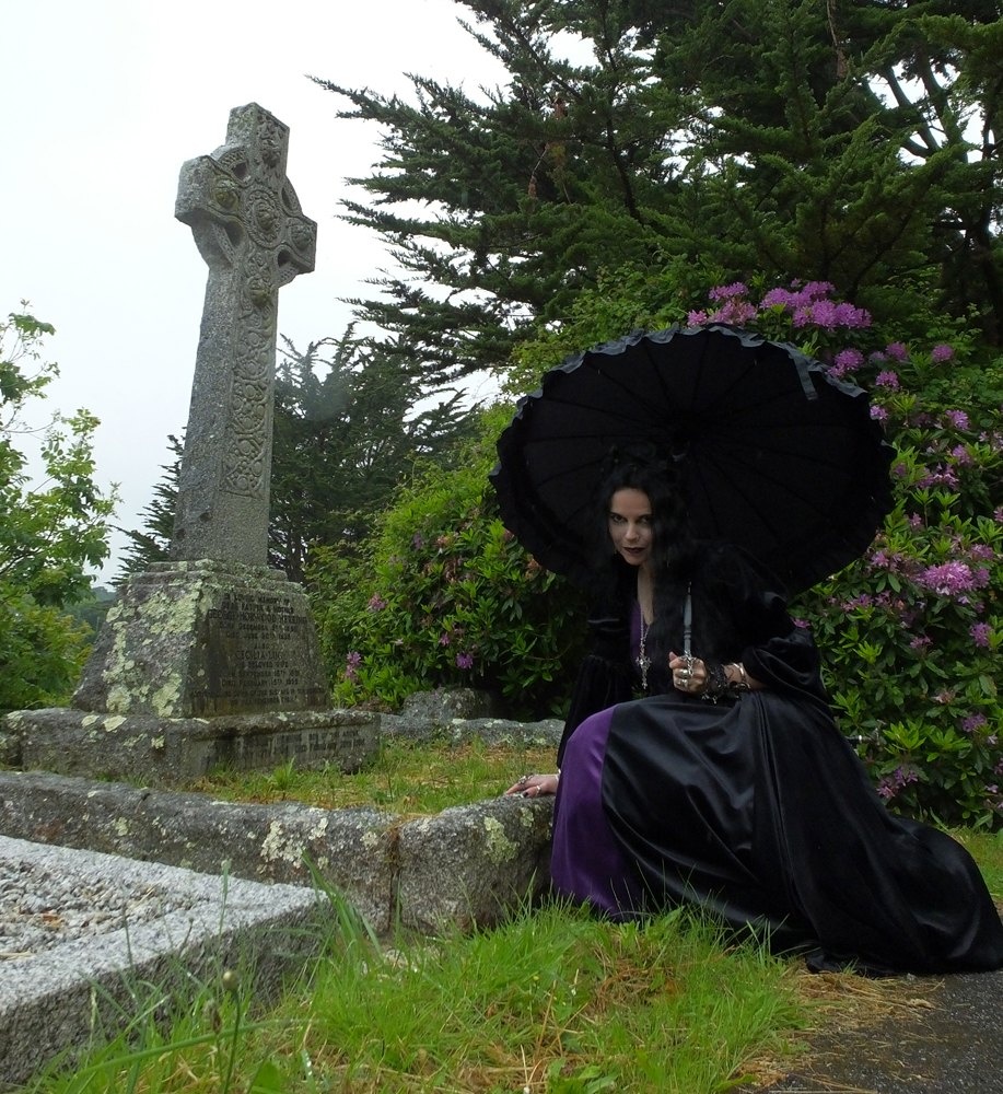 Melian Gown - steamed velvet off-shoulder medieval goth witchy dress by Moonmaiden Gothic Clothing