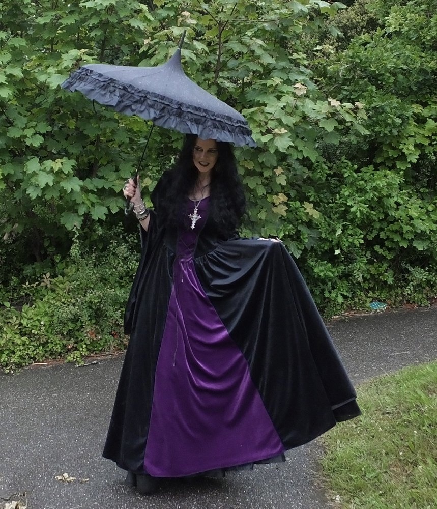 Melian Gown - steamed velvet off-shoulder medieval goth witchy dress by Moonmaiden Gothic Clothing