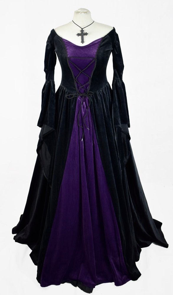 Melian Gown - steamed velvet off-shoulder medieval goth witchy dress by Moonmaiden Gothic Clothing
