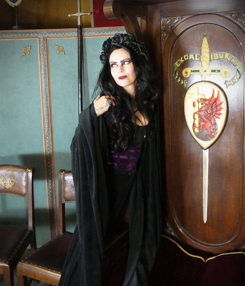 Elanorwen Gown - witchy clothing - steamed velvet medieval goth arthurian witch dress by Moonmaiden