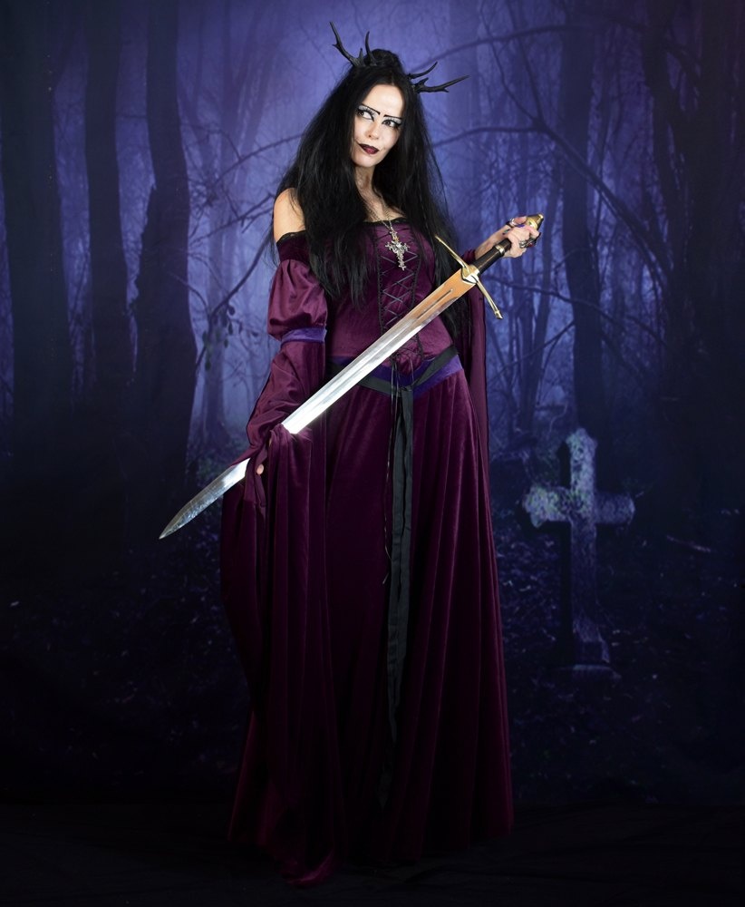 Guinevere Gown - witchy clothing steamed velvet medieval arthurian goth witch dress by Moonmaiden Gothic Clothing
