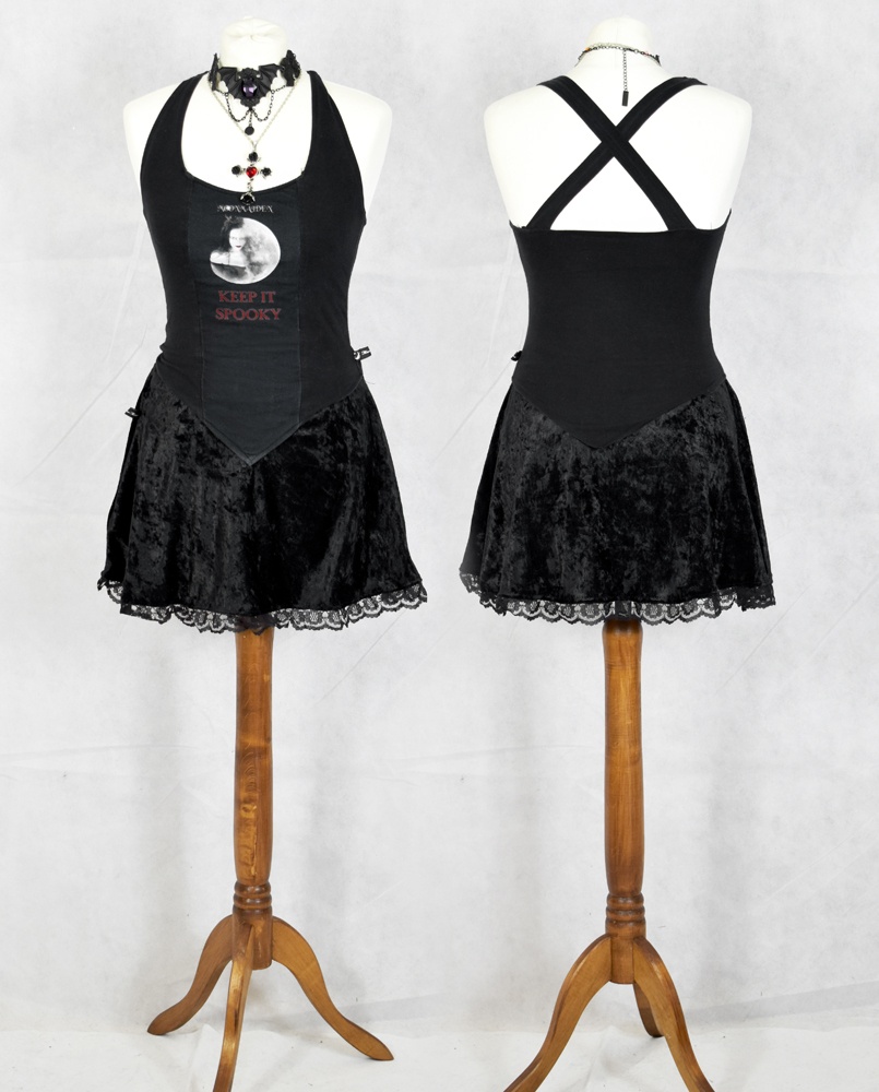 Lace Trim Miniskirt and Keep it Spooky Bodice by Moonmaiden Gothic Clothing