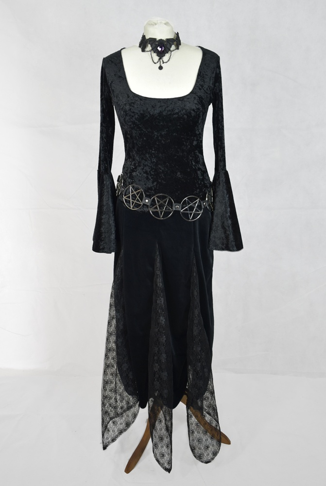 Wiccan Steam and Lace Insert Skirt - crushed velvet goth witch skirt by Moonmaiden Gothic Clothing