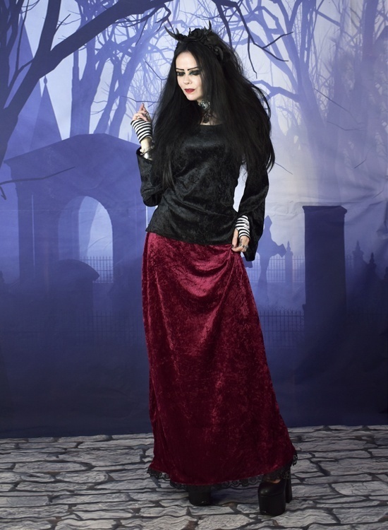 Long Lace Trim Skirt