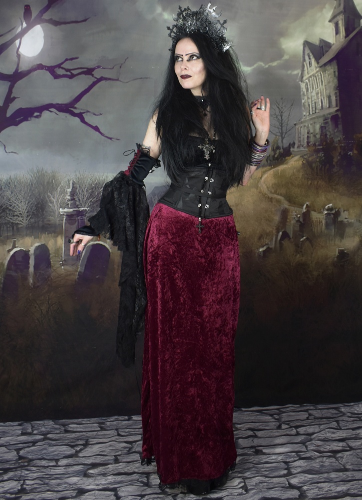 Long Lace Trim Skirt