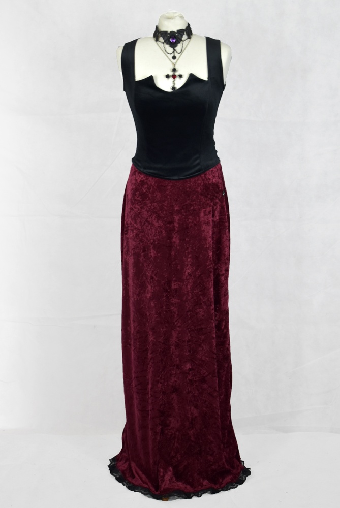 Long Lace Trim Skirt by Moonmaiden Gothic Clothing