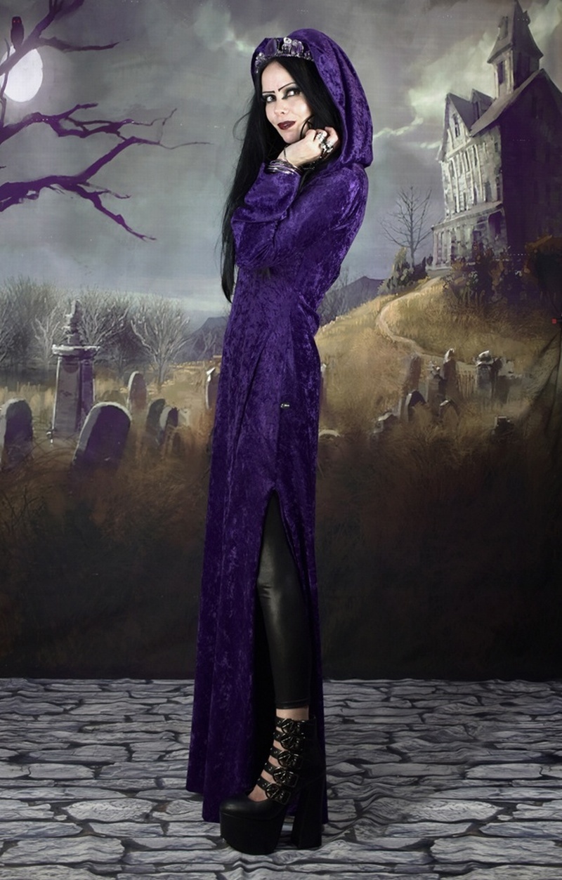 Ritual Hooded Dress - crushed velvet gothic medieval hoodie witch dress by Moonmaiden Gothic Clothing