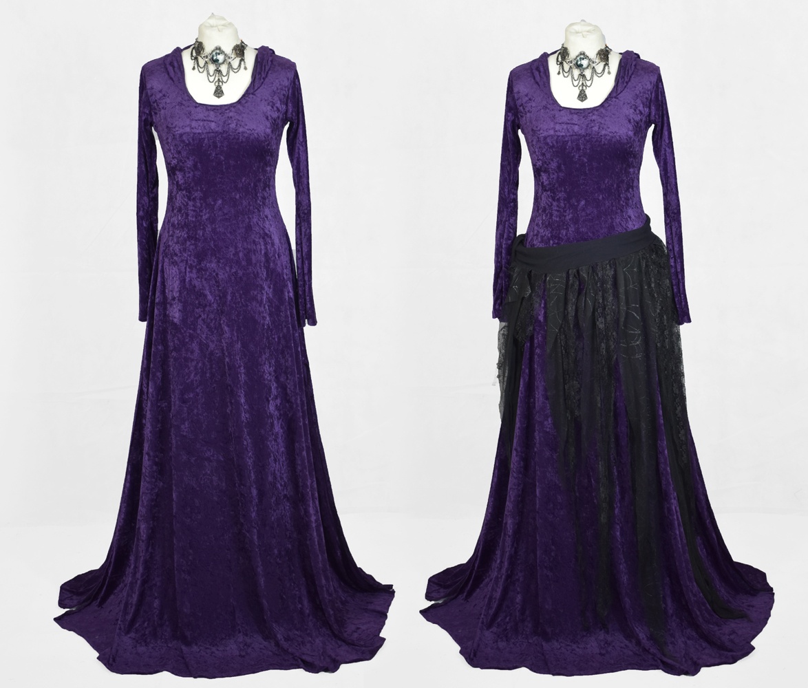 Ritual Hooded Dress - crushed velvet gothic medieval hoodie witch dress by Moonmaiden Gothic Clothing