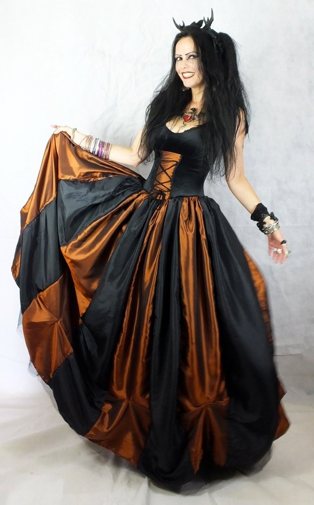 Steampunk Ballgown - steamed velvet and taffeta steampunk gothic ballgown by Moonmaiden Gothic Clothing