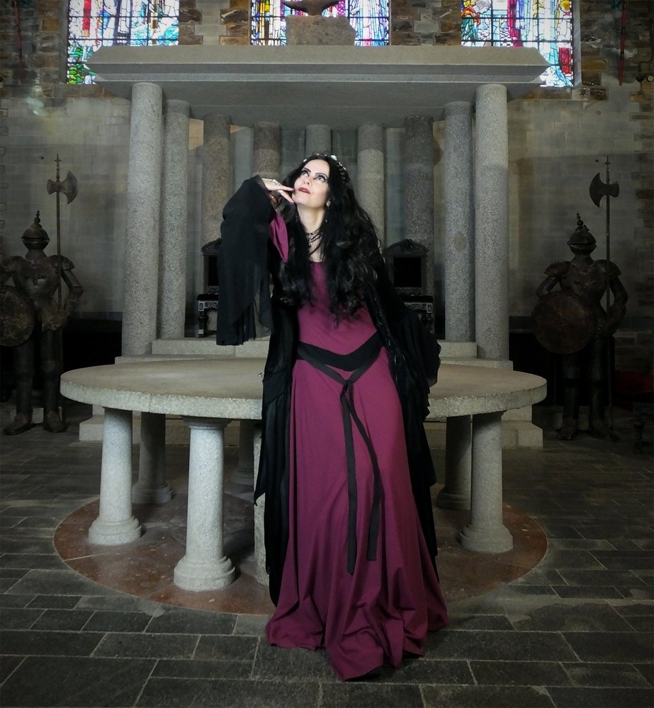 Eledhwen Gown  - witchy clothing cotton lycra medieval arthurian goth witch dress by Moonmaiden Gothic Clothing