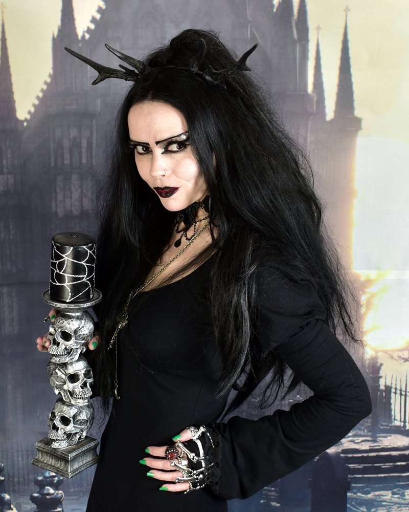 Gofficeia Witch Dress - witchy clothing - cotton lycra long witchy goth steampunk dress by Moonmaiden Gothic Clothing