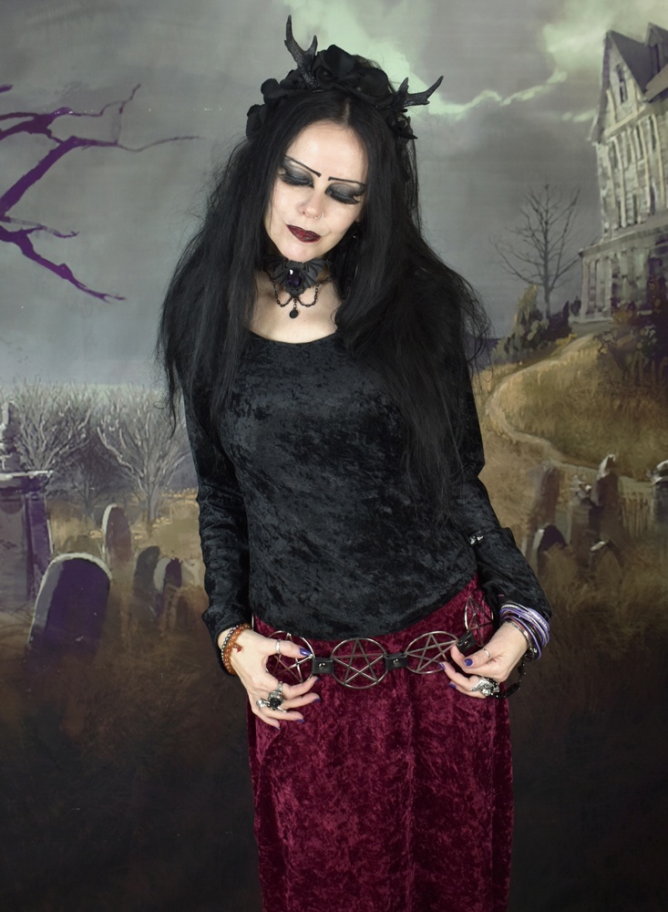 Lisian Top - crushed velvet witch goth top by Moonmaiden Gothic Clothing