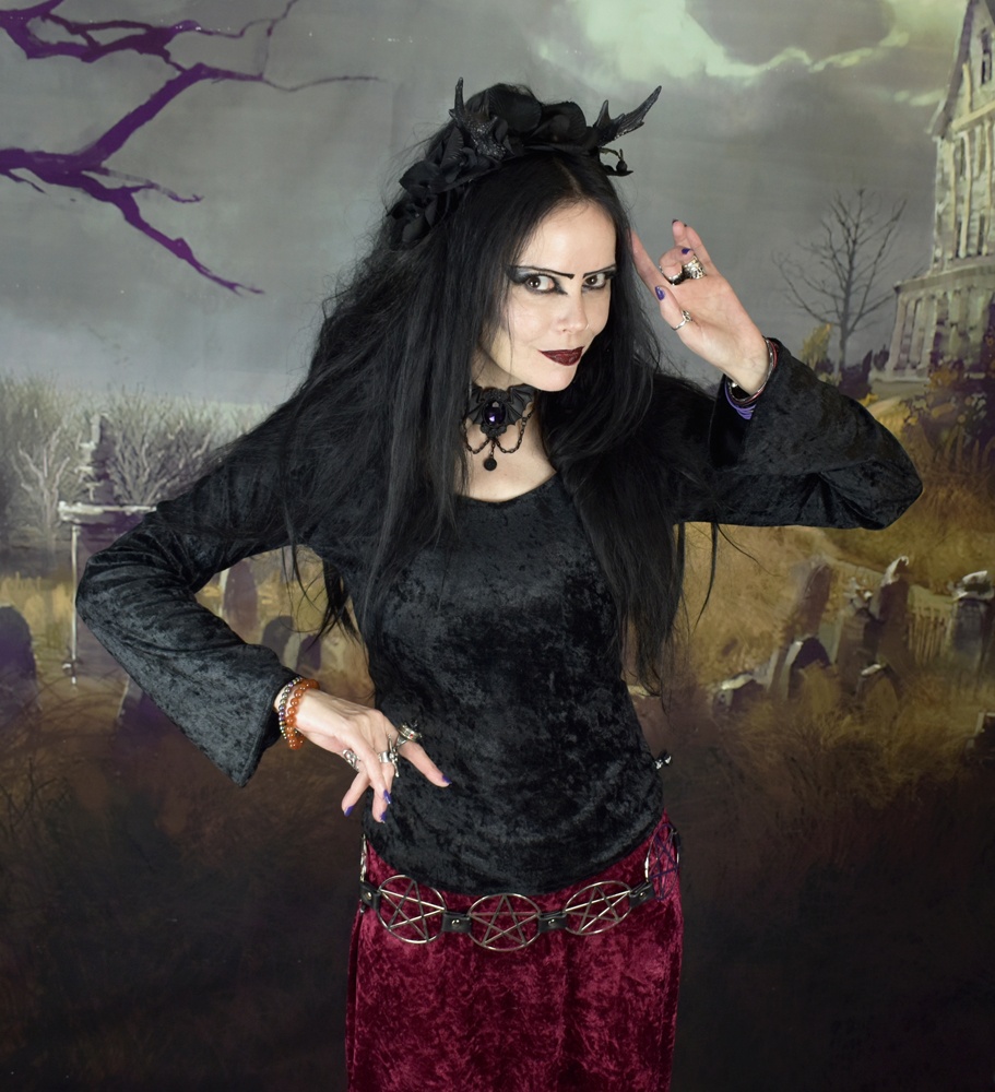 Lisian Top - crushed velvet witch goth top by Moonmaiden Gothic Clothing