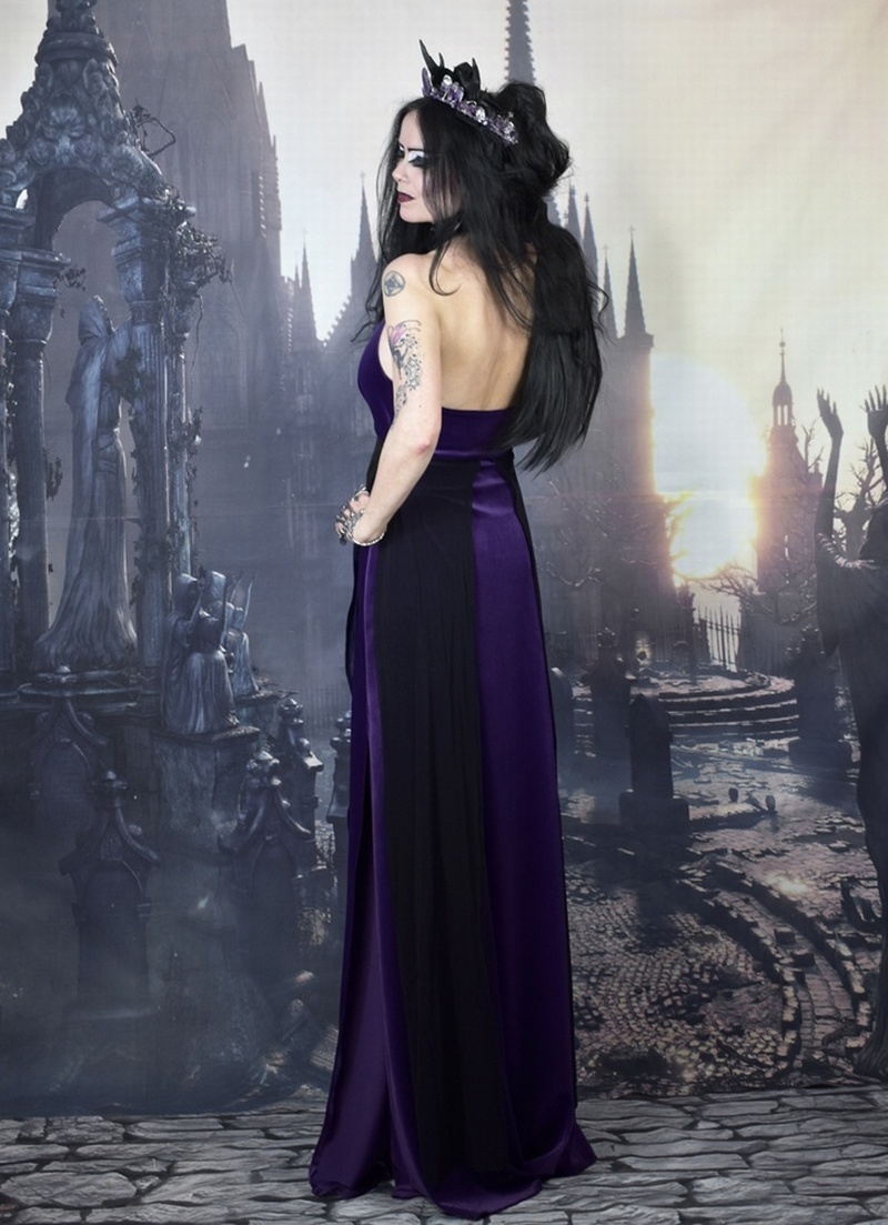 Pentagram Witch Dress - steamed velvet and mesh wiccan goth dress by Moonmaiden Gothic Clothing