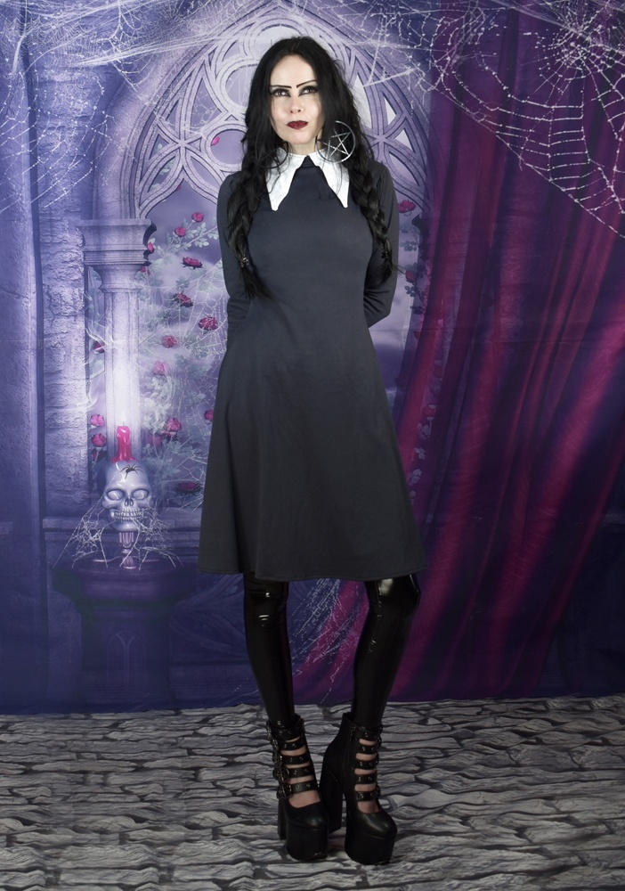 Wednesday Greyday Minidress- New Addams Family cosplay costume by Moonmaiden Gothic Clothing