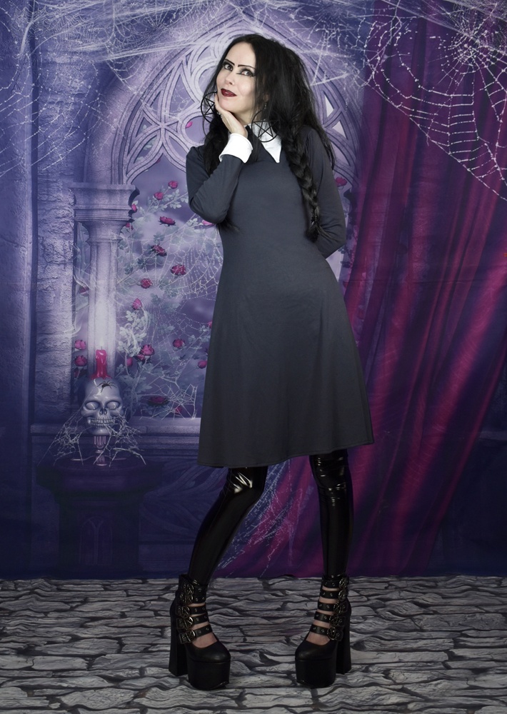 Wednesday Greyday Minidress- New Addams Family cosplay costume by Moonmaiden Gothic Clothing
