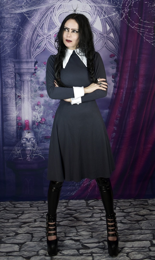 Wednesday Greyday Minidress- New Addams Family cosplay costume by Moonmaiden Gothic Clothing