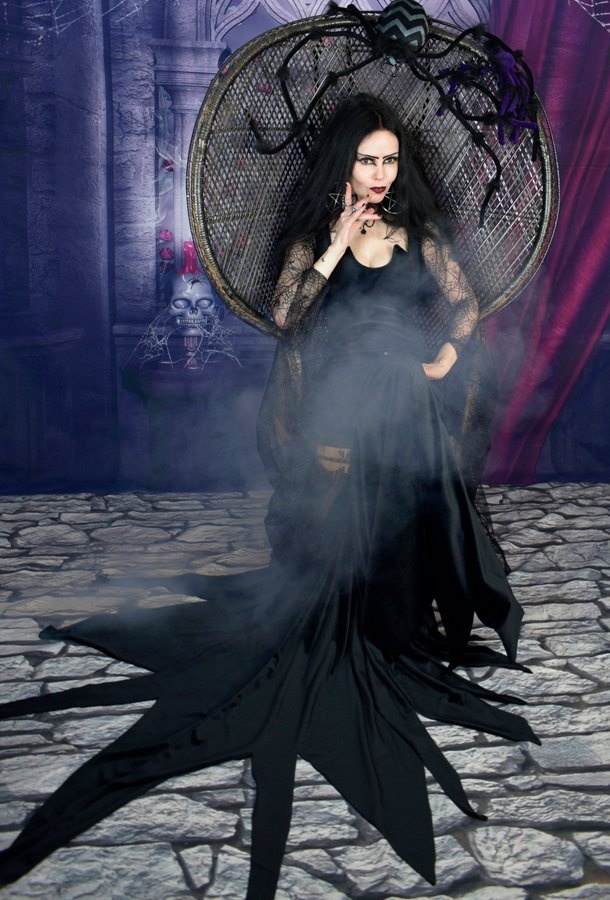 Morticia Ellie Gown - New Addams Family cosplay costume by Moonmaiden Gothic Clothing
