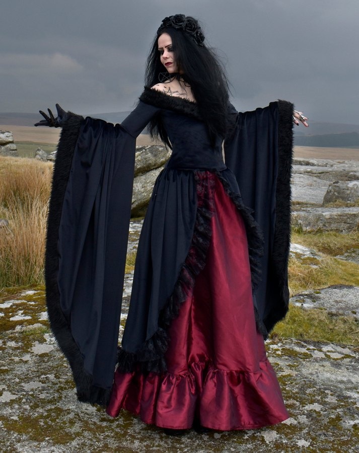 Masque of the Red Death Gown - Steamed Velvet, Taffeta, Lace and Faux Fur Medieval Goth Dress by Moonmaiden Gothic Clothing