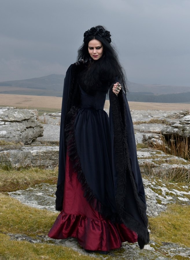 Masque of the Red Death Gown - Steamed Velvet, Taffeta, Lace and Faux Fur Medieval Goth Dress by Moonmaiden Gothic Clothing