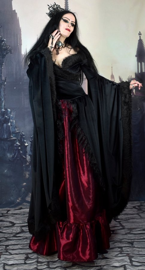 Masque of the Red Death Gown - Steamed Velvet, Taffeta, Lace and Faux Fur Medieval Goth Dress by Moonmaiden Gothic Clothing