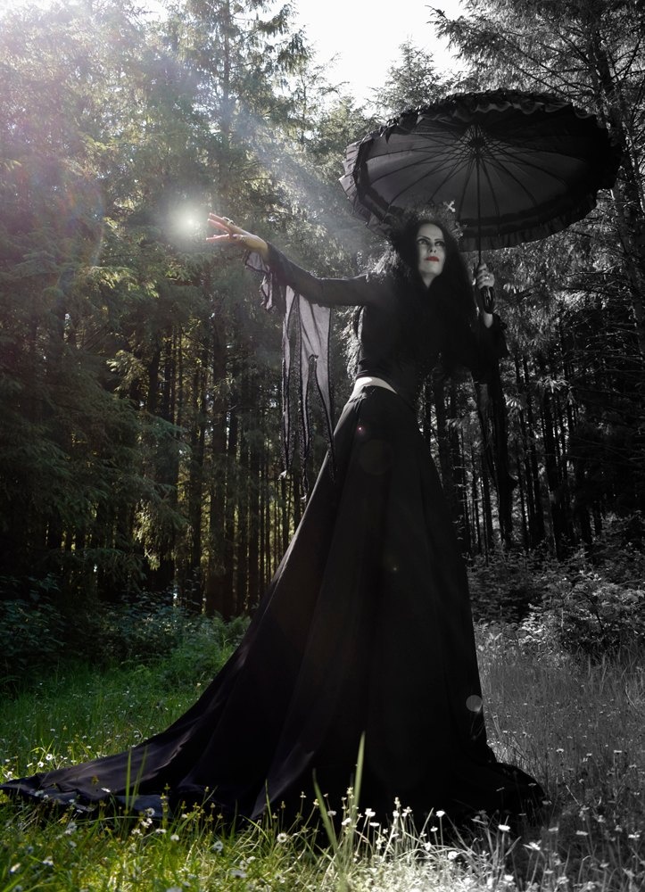 Haunted Enchantress Skirt - long witchy chiffon and taffeta skirt by Moonmaiden Gothic Clothing
