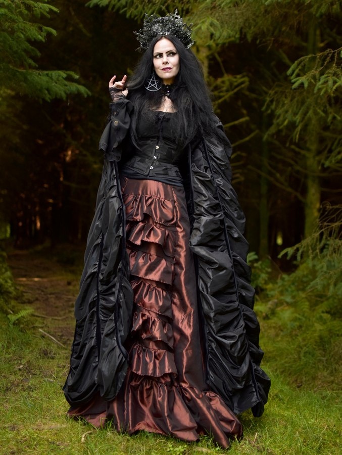 Graveheart Skirt - long tiered and ruffled taffeta steampunk goth witchy skirt by Moonmaiden Gothic Clothing