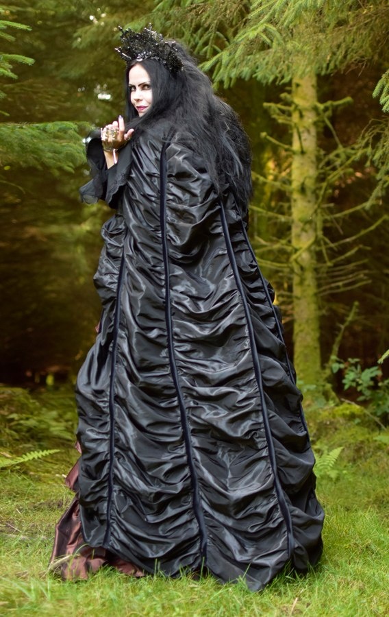 Lily Munsta Basic Witch Cloak - steamed velvet and taffeta Lily Munster goth witch cloak by Moonmaiden Gothic Clothing