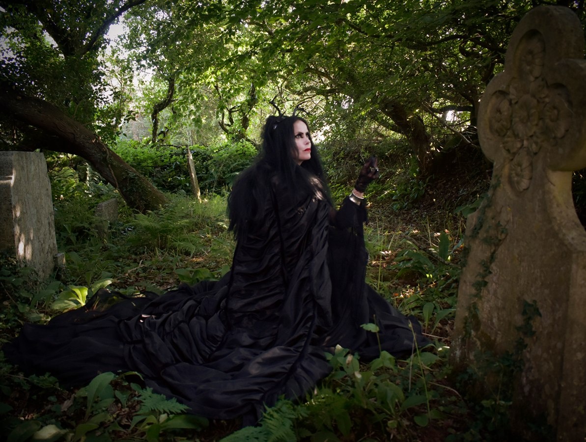 Lily Munsta Basic Witch Cloak - steamed velvet and taffeta Lily Munster goth witch cloak by Moonmaiden Gothic Clothing