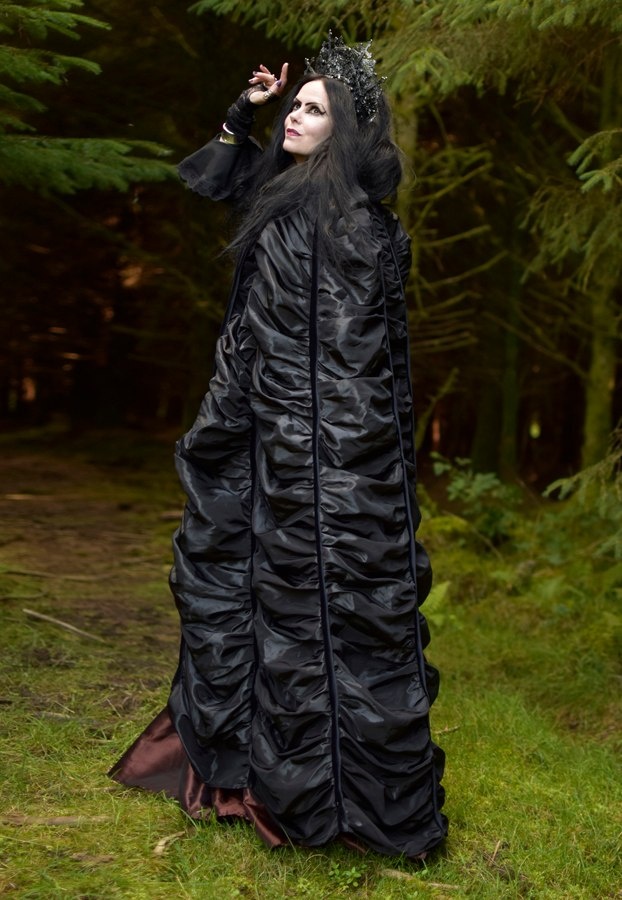 Lily Munsta Basic Witch Cloak - steamed velvet and taffeta Lily Munster goth witch cloak by Moonmaiden Gothic Clothing