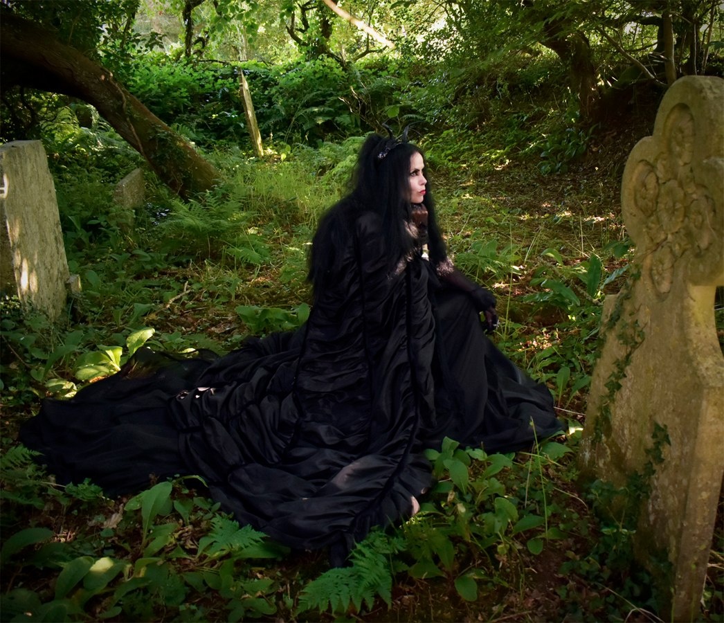 Lily Munsta Basic Witch Cloak - steamed velvet and taffeta Lily Munster goth witch cloak by Moonmaiden Gothic Clothing