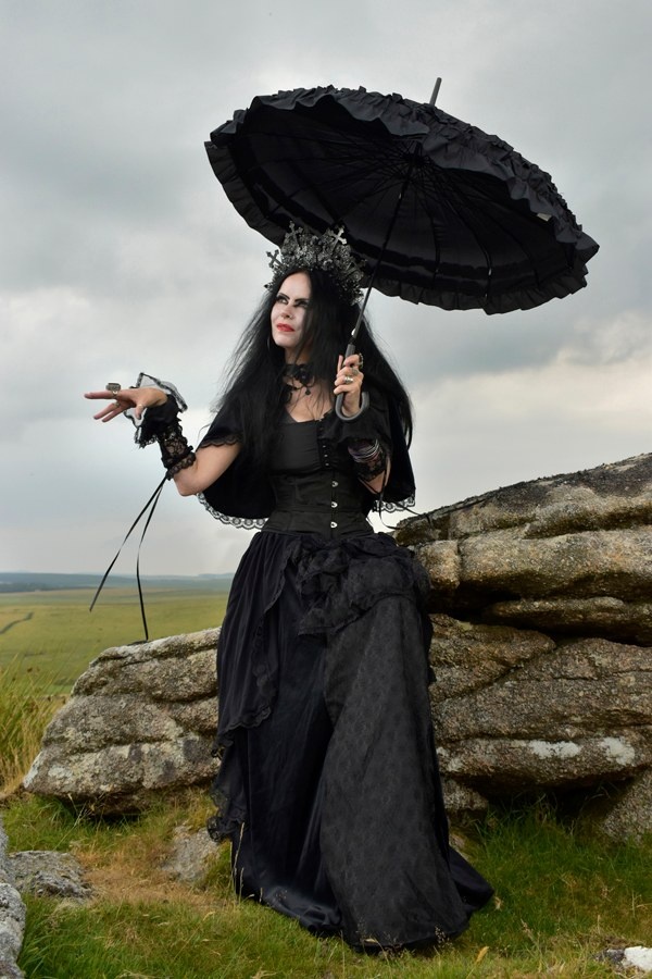 Adella Skirt - long steamed velvet, taffeta, lace and mesh steampunk goth witch skirt by Moonmaiden Gothic Clothing