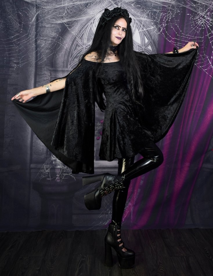 Velvet Fae of the Falls Minidress - crushed velvet goth witch fairy mini dress